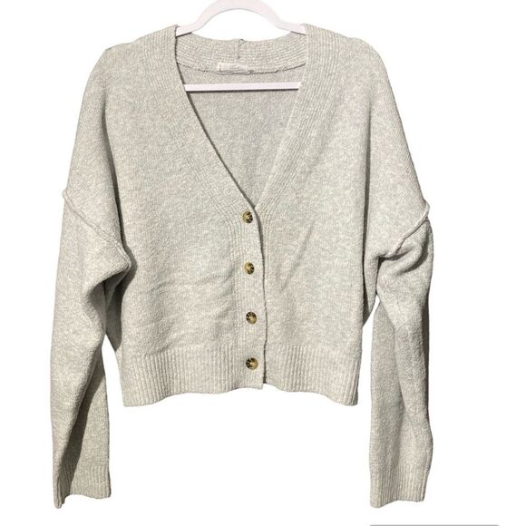 Double Zero Sweaters - Women;s Double Zero Pale Blue Cropped Soft Fuzzy Cardigan Size Lovely Large